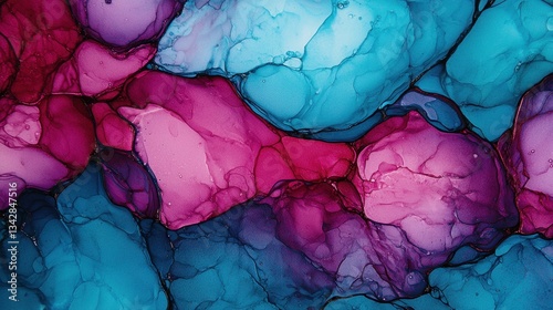 Abstract Colorful Fluid Art in Blue, Pink, and Purple Tones