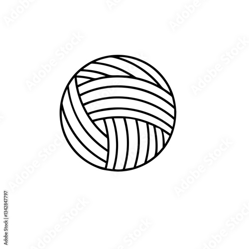Round ball of yarn for knitting with intersecting, interwoven threads, knitting as a process for making fabric or items like clothes or home décor through intertwining threads