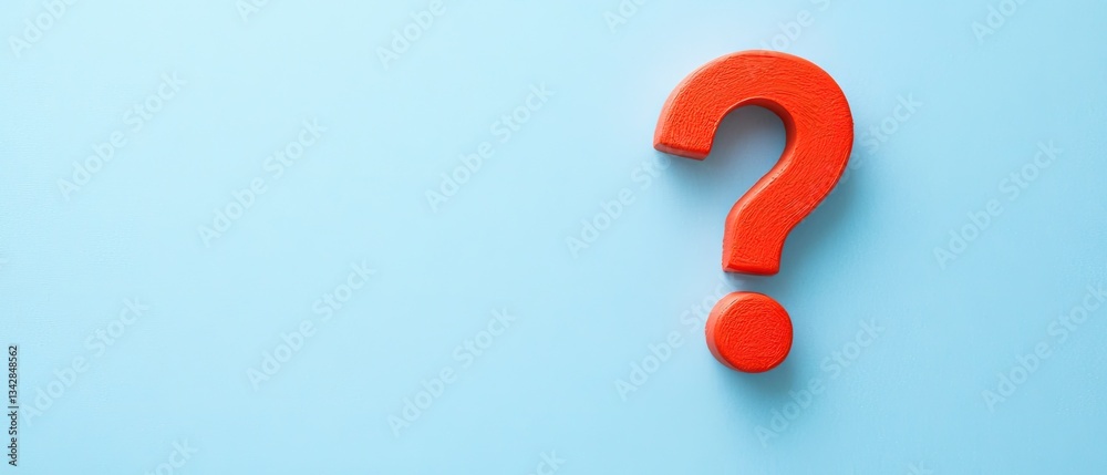 Red Question Mark on Light Blue Background Red Question Mark on Light Blue Background