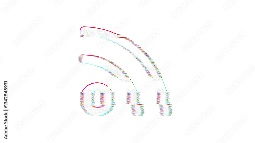 Icon rss is distorted. Glitch. Noise, chromatic aberration, geometric distortion Icon rss is distorted. Glitch. Noise, chromatic aberration, geometric distortion