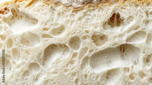 Generative AI, Close-Up of Airy White Bread Cross-Section