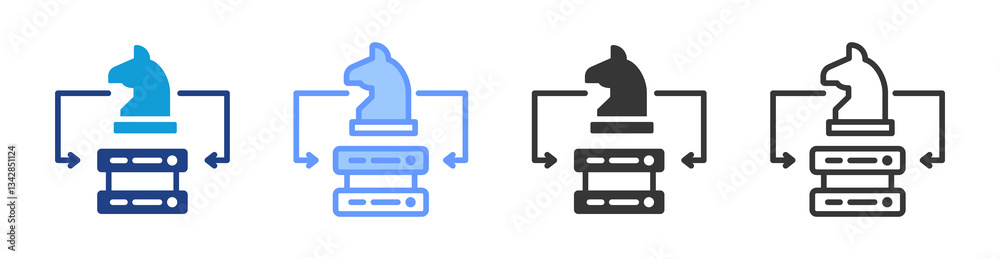 Fototapeta premium Database Strategy icon set multiple style collection