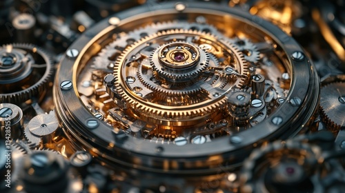 Wallpaper Mural Intricate Golden Gears: A Close-Up of a Complex Clock Mechanism Torontodigital.ca