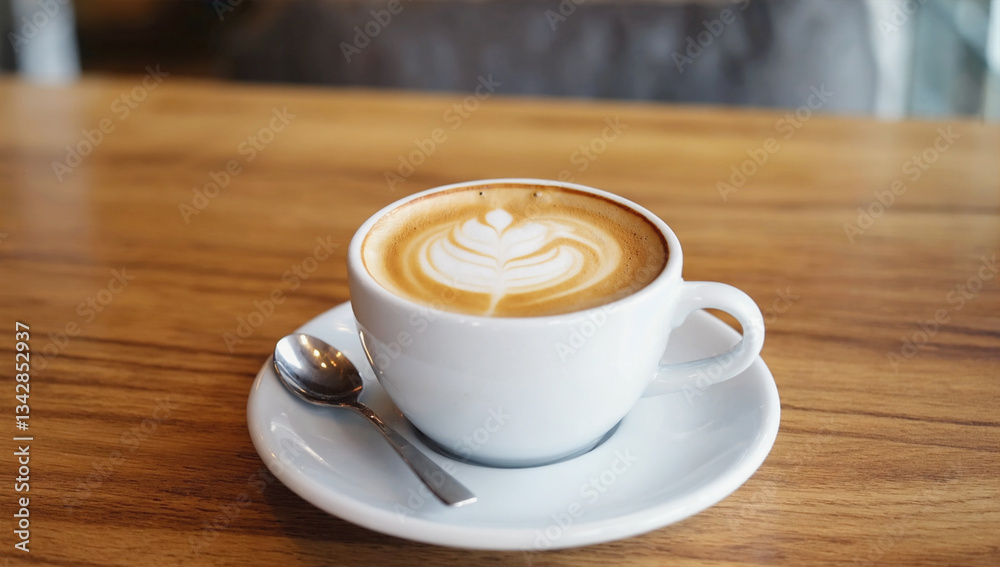 capucino coffee on top of wooden table capucino coffee on top of wooden table