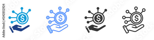 Revenue Stream icon set multiple style collection