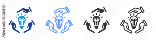 Idea Collaboration icon set multiple style collection