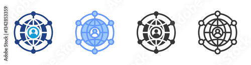 Networking icon set multiple style collection