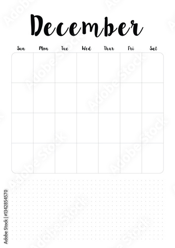 minimalist december a4 printable month planner with clean grid layout, habit tracker, and goal-setting space for productive time management and customizable scheduling