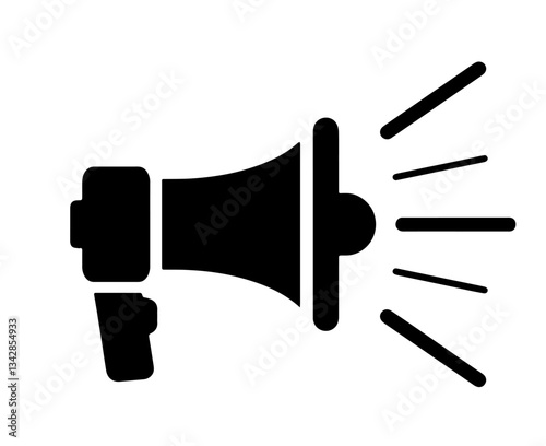 Megaphone with three lines symbolizing sound or voice coming out. people expressing dissatisfaction or opinions at a protest or rally, communication in social movements.