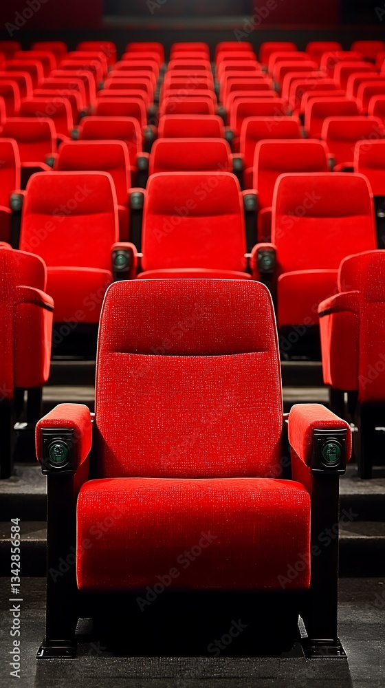 Obraz premium Empty Red Cinema Seats for Rows, Theater.