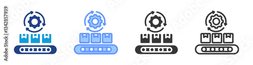 Manufacturing Process icon set multiple style collection