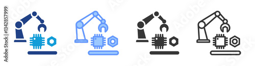 Component Manufacturing icon set multiple style collection