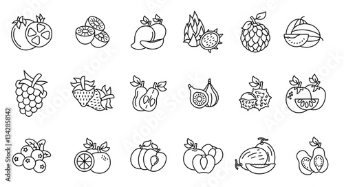 Fruits icon set..Editable stroke.linear style sign for use web design,logo.Symbol illustration. vector