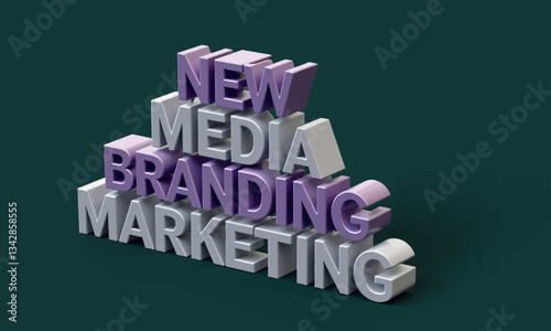 3D New Media Branding Marketing Text on Green
