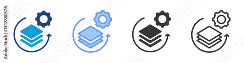 Batch Processing icon set multiple style collection