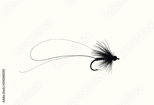 Black Fly Fishing Lure on White