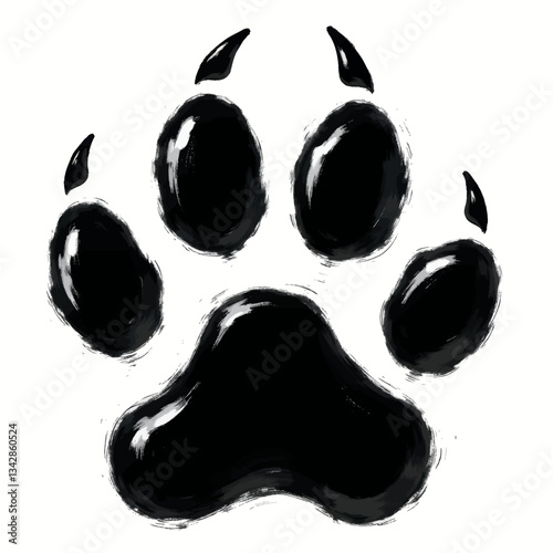 Black Ink Wolf Paw Print with Claws
