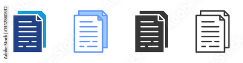 Document icon set multiple style collection