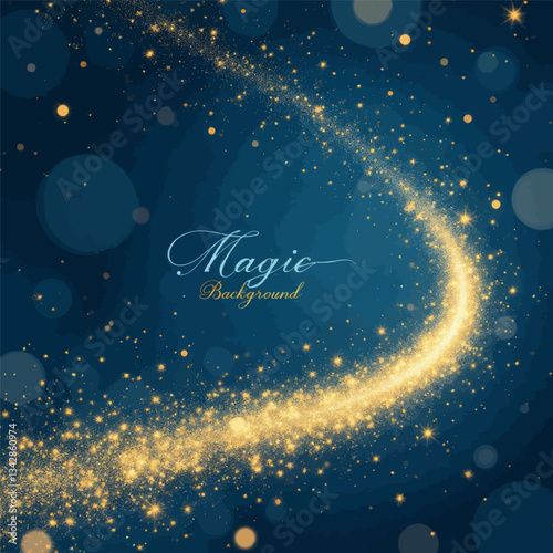 Blue background with golden magic dust and sparkle
