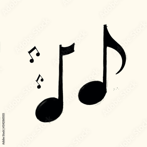 Brushstroke style musical notes on off-white background