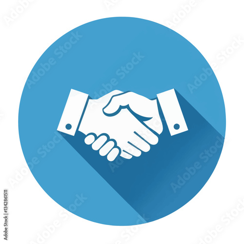 Business Agreement Icon on Blue Circle with Drop Shadow