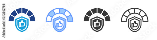 Reliability Benchmarking icon set multiple style collection