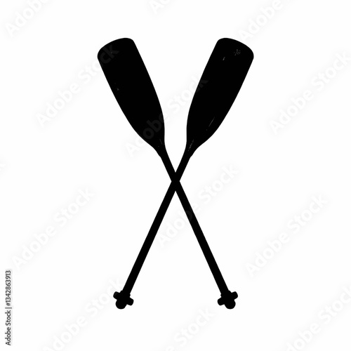 Crossed black paddles on white background