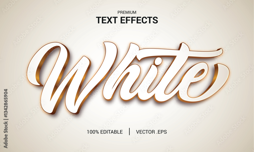 White 3D Editable Text Effect, Set Elegant white golden Abstract  text effect,