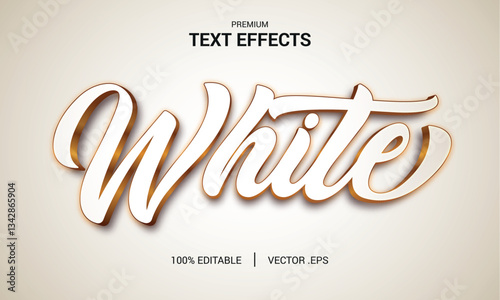 White 3D Editable Text Effect, Set Elegant white golden Abstract  text effect,