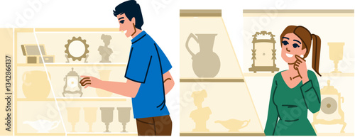 curios antique shop vector