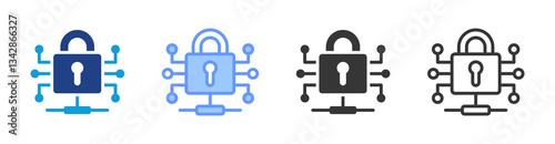 Encryption icon set multiple style collection