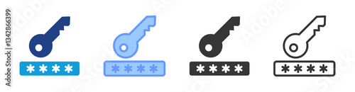 Password icon set multiple style collection