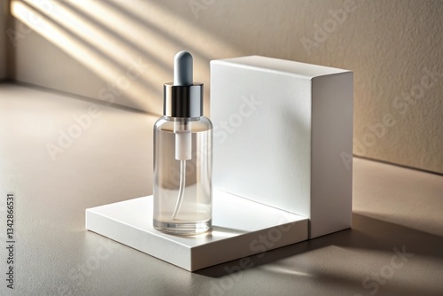 Wallpaper Mural Elegant Glass Dropper Bottle on Minimalist Display with Soft Lighting and Subtle Shadows Torontodigital.ca