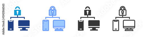 Two Factor Authentication icon set multiple style collection
