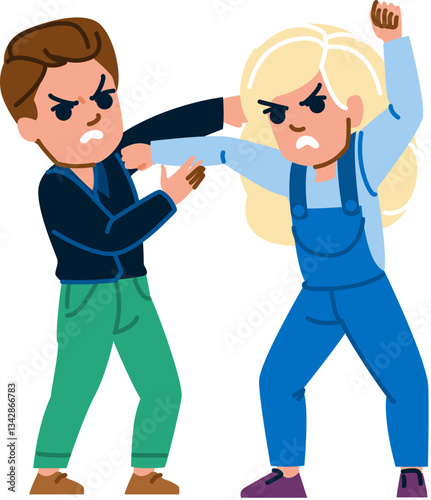 conflict kid boy girl fight vector