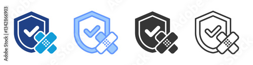 Security Patch icon set multiple style collection