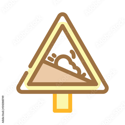 avalanche warning ski resort color icon vector illustration