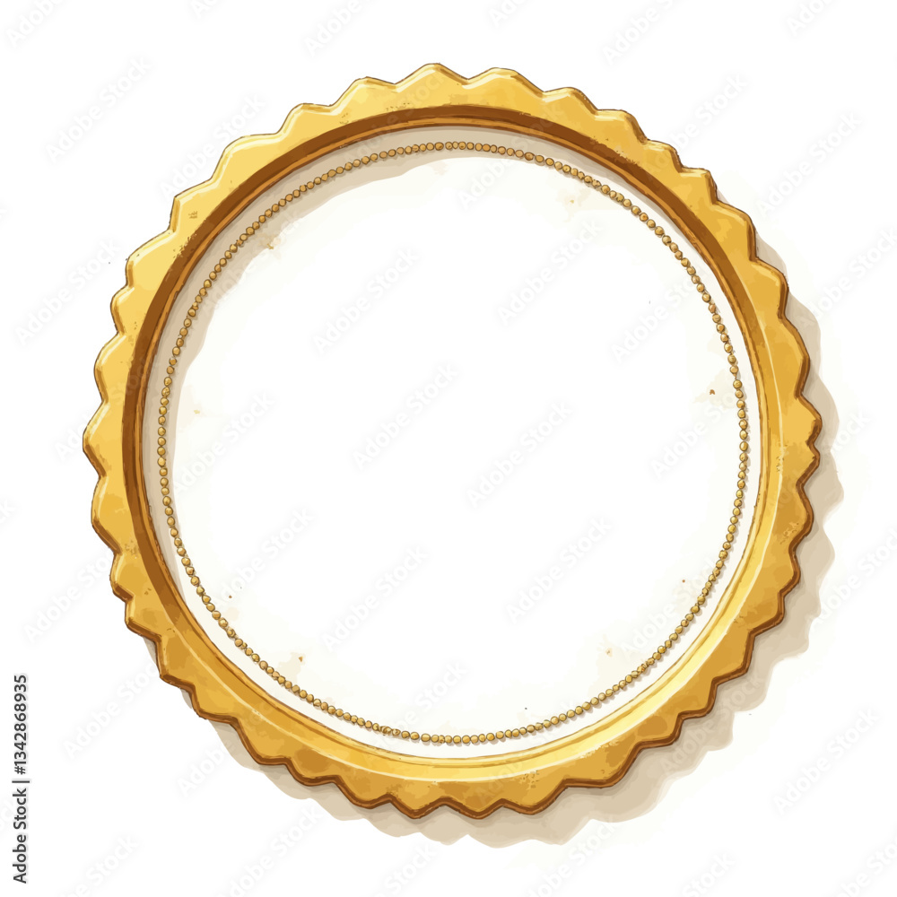 Golden Circular Frame with Scalloped Edge and Chain Detail Golden Circular Frame with Scalloped Edge and Chain Detail