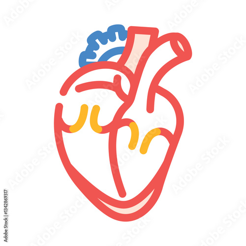 mitral valve prolaps cardiology disease color icon vector illustration