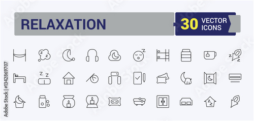 Sleep icon. Contains related to lessness, slumber, rest, ing pills, insomnia, ing man and more. Modern vector illustration. Dream vector icon set. Editable vector.