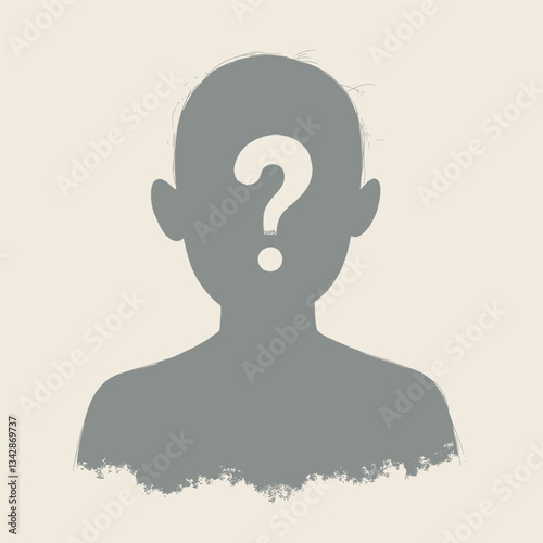 Gray faceless figure with question mark on face