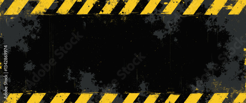 Grunge Black Texture with Yellow Hazard Stripes