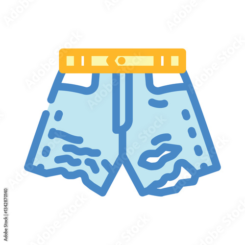 ripped denim shorts diy fashion handmade color icon vector illustration