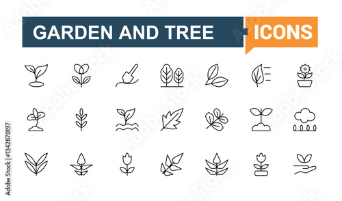 Planting icon. Contain linear sign gardening, garden, environment, eco, nature, grow, plant and more. Thin linear style icons. Ecology line icon. Editable vector art and illustration.