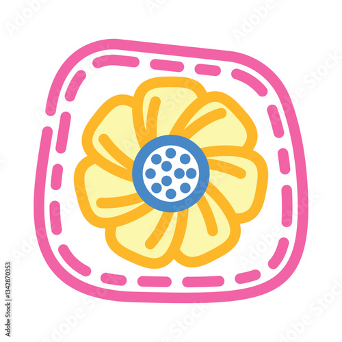 hand sewn patches diy fashion handmade color icon vector illustration