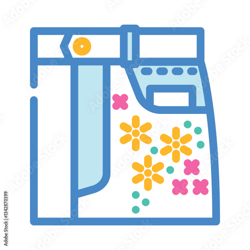 embroidered denim diy fashion handmade color icon vector illustration