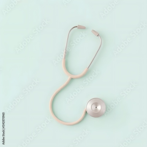 3D Illustration of Cute medical tool Mint Stethoscope