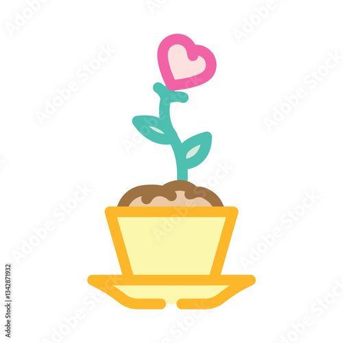 plant heart grow color icon vector illustration