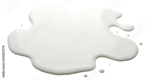 Spilled milk puddle isolated on white background and texture, top view