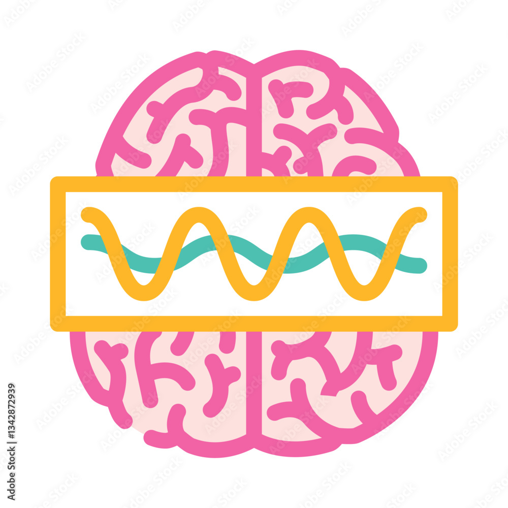Fototapeta premium brain waves study color icon vector illustration